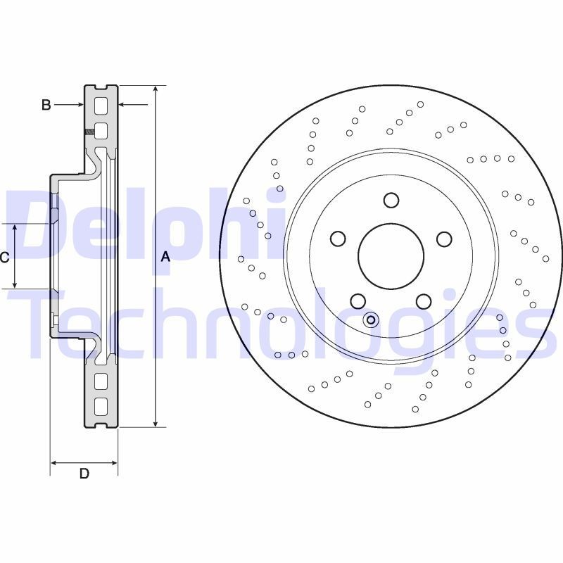 DELPHI BG9188C: Piduriketas Ø: 344mm, õhutusega, perforeeritud, Ø: 344mm, kaetud
