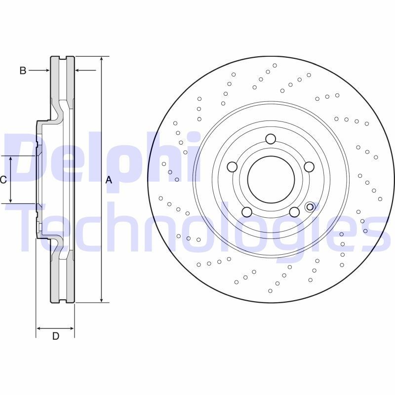 DELPHI BG9192C: Piduriketas Ø: 344mm, õhutusega, perforeeritud, Ø: 344mm, kaetud