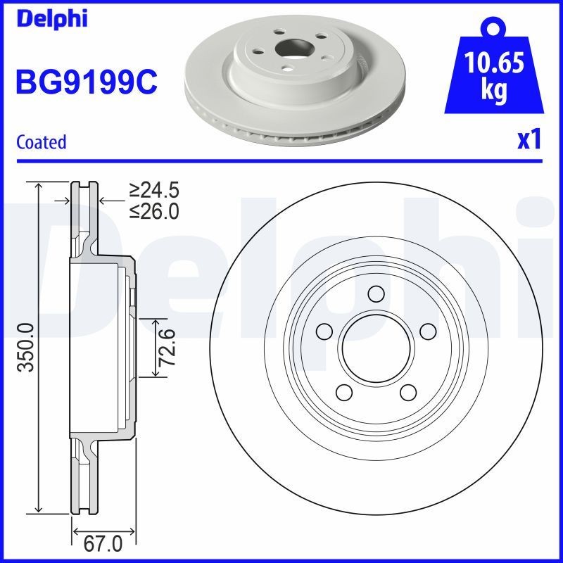 DELPHI BG9199C: Piduriketas Ø: 350mm, õhutusega, Ø: 350mm, kaetud
