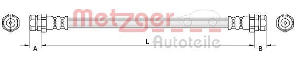 METZGER 4111524: Bremžu šļūtene GREENPARTS Aizm. tilts kreisajā pusē, Aizm. tilts labajā pusē, 152mm