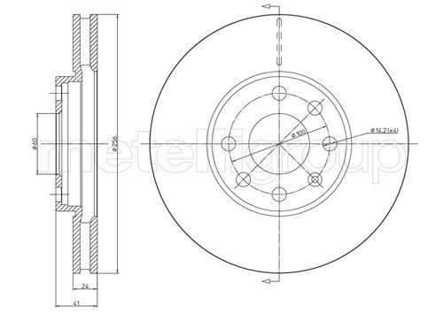 METELLI 23-0490C: Piduriketas Ø: 256mm, õhutusega, Ø: 256mm, värvitud