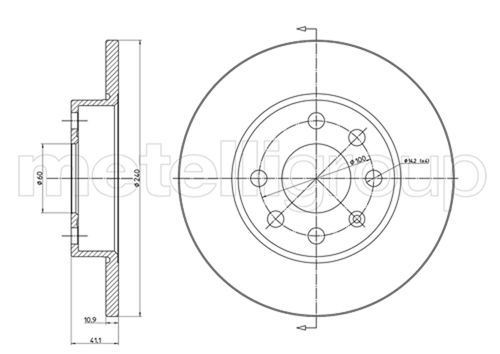 METELLI 23-0568C: Piduriketas Ø: 240mm, täis, Ø: 240mm, värvitud