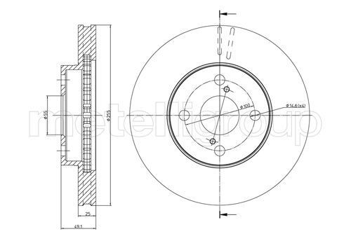 METELLI 23-0640C: Piduriketas Ø: 255mm, õhutusega, Ø: 255mm, värvitud