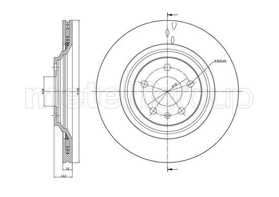 METELLI 23-0969C: Disc de frână Ř: 267,0mm, plin, Ř: 267,0mm, lacuit