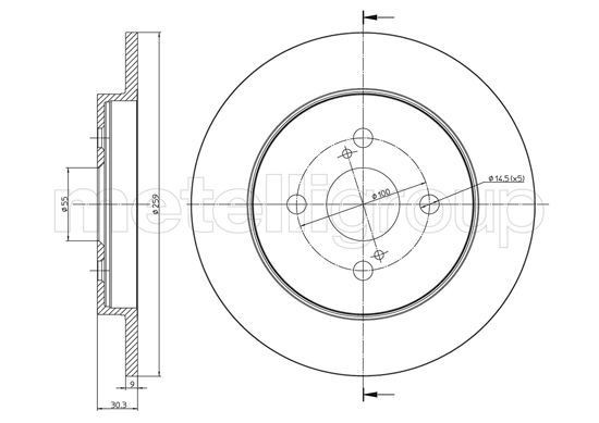 METELLI 23-1013C: Disc de frână Ř: 259,0mm, plin, Ř: 259,0mm, lacuit
