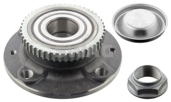SWAG 64 10 2782: Kit cuscinetto ruota Assale posteriore, con materiale di fissaggio/montaggio, Cuscinetto ruota integrato nel mozzo, con anello sensore ABS, con mozzo portaruota