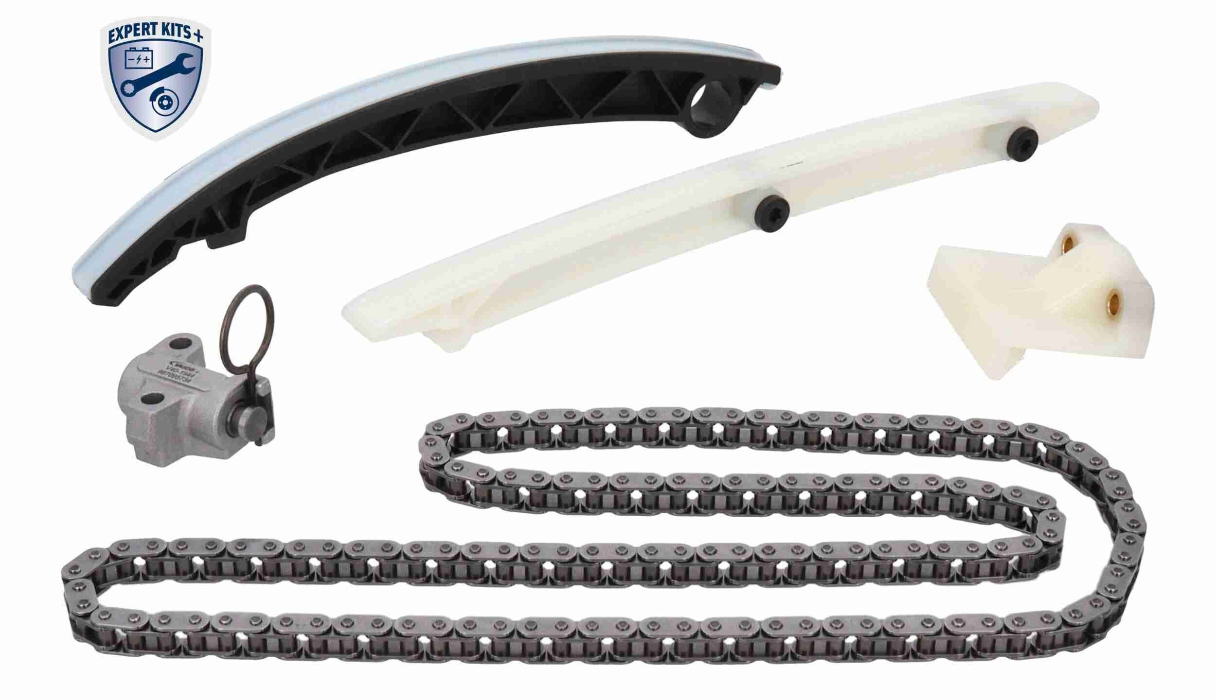 VAICO V40-10003-BEK: Kit de chaîne de distribution sans joints, avec coulisses, avec tendeur de chaîne, pour arbre à cames, sans vis/boulons, EXPERT KITS +