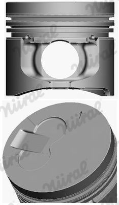 NÜRAL 87-444200-00: Piston pour cylindre 1, pour cylindre 2, avec canal de refroidissement, avec porte-segment, pour bielle trapézoïdale