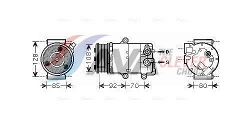AVA COOLING SYSTEMS FDAK415: Compresor AC ** CLEVER FIT ** cu elei compresor-PAG, cu ambreiaj magnetic, cu dioda