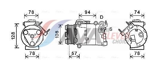 AVA COOLING SYSTEMS FDAK482: Kompresor klimatizácie ** CLEVER FIT ** s PAG - kompresorovym olejom, s magnetickou spojkou, bez diódy