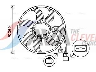 AVA COOLING SYSTEMS VN7537: Radiaatori ventilaator 363mm, 363mm, koos juhtseadmega, ilma jahutusventilaatoriraamita(lenk), koos takistusega