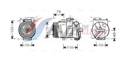 AVA COOLING SYSTEMS VNAK240: Compresor AC ** CLEVER FIT ** cu elei compresor-PAG, fara dioda