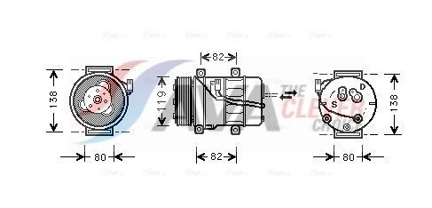 AVA COOLING SYSTEMS VOAK054: Kliimakompressor ** CLEVER FIT ** PAG-kompressoriõliga, koos magnetsiduriga, ilma dioodita