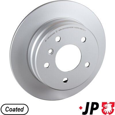 JP GROUP 1363203400: Piduriketas JP Tagasild, Ø: 258mm, täis, Ø: 258mm, kaetud