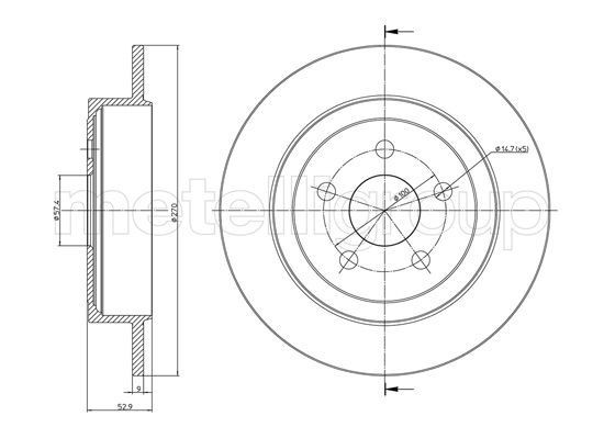 CIFAM 800-1107C: Piduriketas Ø: 270,0mm, täis, Ø: 270,0mm, värvitud