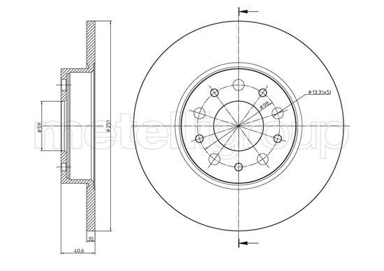 CIFAM 800-1486C: Piduriketas Ø: 251,0mm, täis, Ø: 251,0mm, värvitud