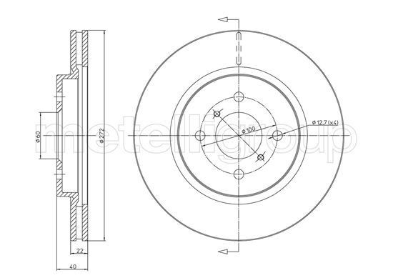 CIFAM 800-1668C: Piduriketas Ø: 272,0mm, õhutusega, Ø: 272,0mm, värvitud