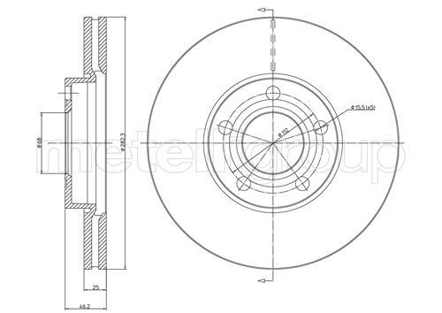 CIFAM 800-378C: Piduriketas Ø: 282,5mm, õhutusega, Ø: 282,5mm, värvitud