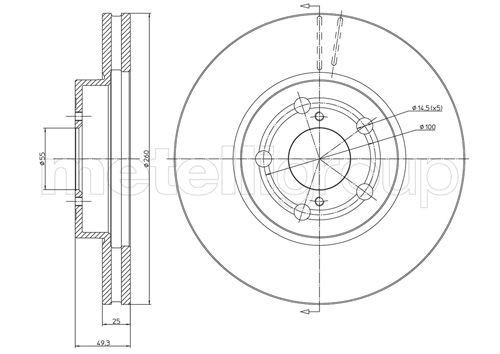 CIFAM 800-512C: Piduriketas Ø: 260,0mm, õhutusega, Ø: 260,0mm, värvitud