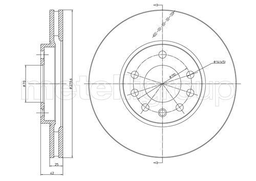 CIFAM 800-514C: Piduriketas Ø: 280,0mm, õhutusega, Ø: 280,0mm, värvitud