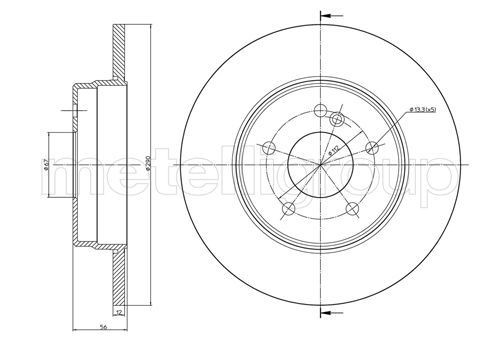CIFAM 800-522C: Piduriketas Ø: 290,0mm, täis, Ø: 290,0mm, värvitud