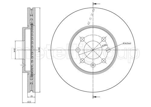 CIFAM 800-825C: Piduriketas Ø: 280,0mm, õhutusega, Ø: 280,0mm, värvitud