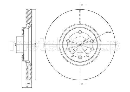 CIFAM 800-826C: Piduriketas Ø: 308,0mm, õhutusega, Ø: 308,0mm, värvitud