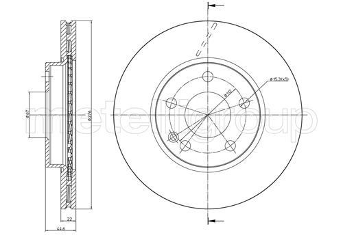 CIFAM 800-831C: Piduriketas Ø: 276,0mm, õhutusega, Ø: 276,0mm, värvitud