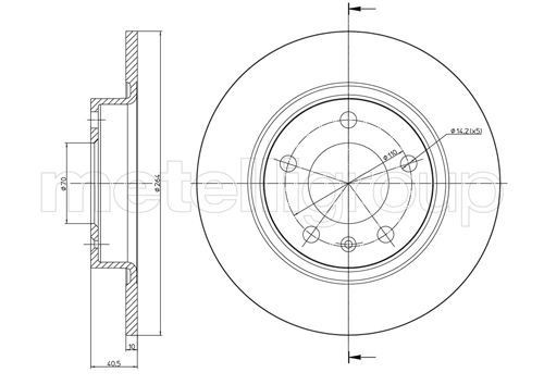 CIFAM 800-890C: Piduriketas Ø: 264,0mm, täis, Ø: 264,0mm, värvitud