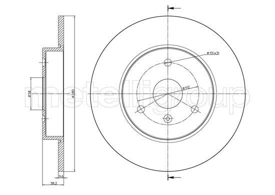 CIFAM 800-943C: Piduriketas Ø: 280,0mm, täis, Ø: 280,0mm, värvitud