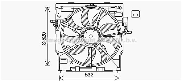 PRASCO BW7565: Radiaatori ventilaator 520mm, koos jahutusventilaatoriraamiga(Zarge)