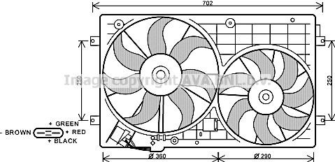 PRASCO VN7528: Radiaatori ventilaator 360mm, koos jahutusventilaatoriraamiga(Zarge)