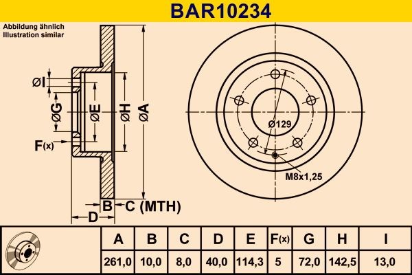Barum BAR10234: Piduriketas Ø: 261,0mm, täis, Ø: 261,0mm