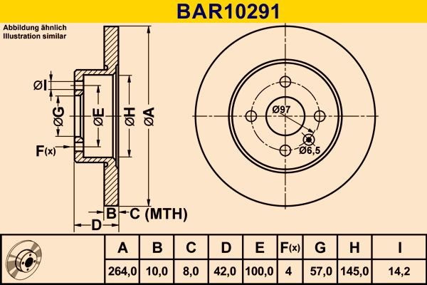 Barum BAR10291: Piduriketas Ø: 264,0mm, täis, Ø: 264,0mm