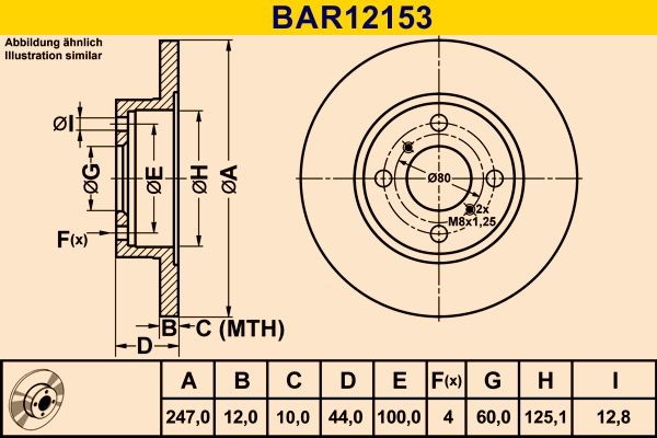 Barum BAR12153: Piduriketas Ø: 247,0mm, täis, Ø: 247,0mm