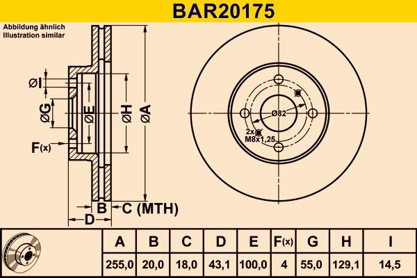 Barum BAR20175: Piduriketas Ø: 255mm, õhutusega, Ø: 255mm