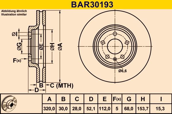 Barum BAR30193: Piduriketas Ø: 320,0mm, õhutusega, Ø: 320,0mm
