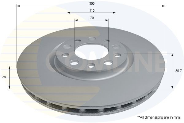 COMLINE ADC2842V: Piduriketas Comline Ø: 305mm, sisemine õhutus, Ø: 305mm, kaetud