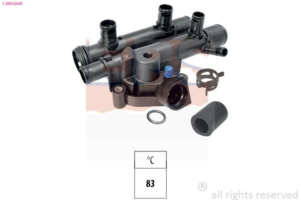EPS 1.880.666K: Termostaat, Jahutusvedelik Made in Italy - OE Equivalent 83°C, koos tihendiga