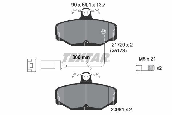 TEXTAR 2172901: Plăcuțe de frână cu suruburi etrier
