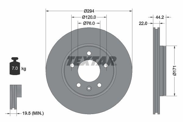 TEXTAR 92121400: Piduriketas Ø: 294mm, välisõhutus, Ø: 294mm, ilma rattakeskmeta, ilma rattalaagrita, ilma rattakinnituspoltideta
