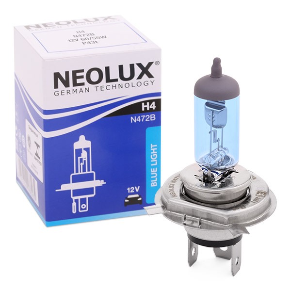 NEOLUX® N472B: Hõõgpirn, Kaugtuli 12V, 60/55W, H4 BlueLight
