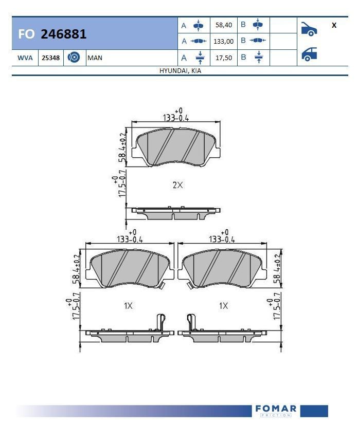 FOMAR Friction FO 246881: Piduriklotsid