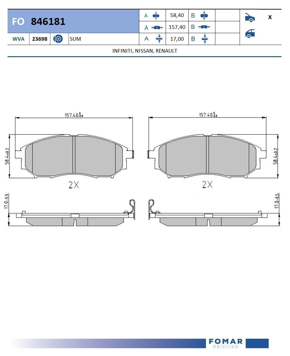 FOMAR Friction FO 846181: Piduriklotsid