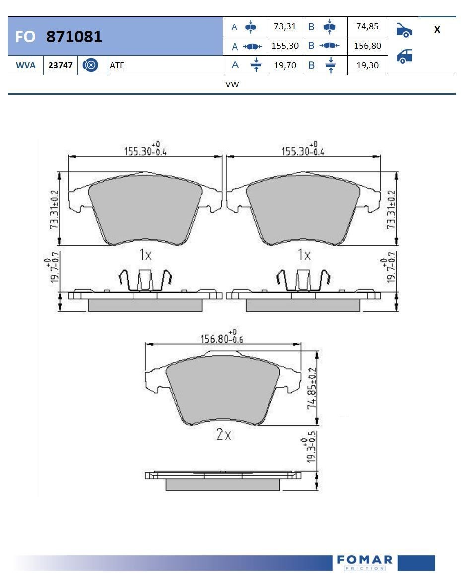 FOMAR Friction FO 871081: Piduriklotsid
