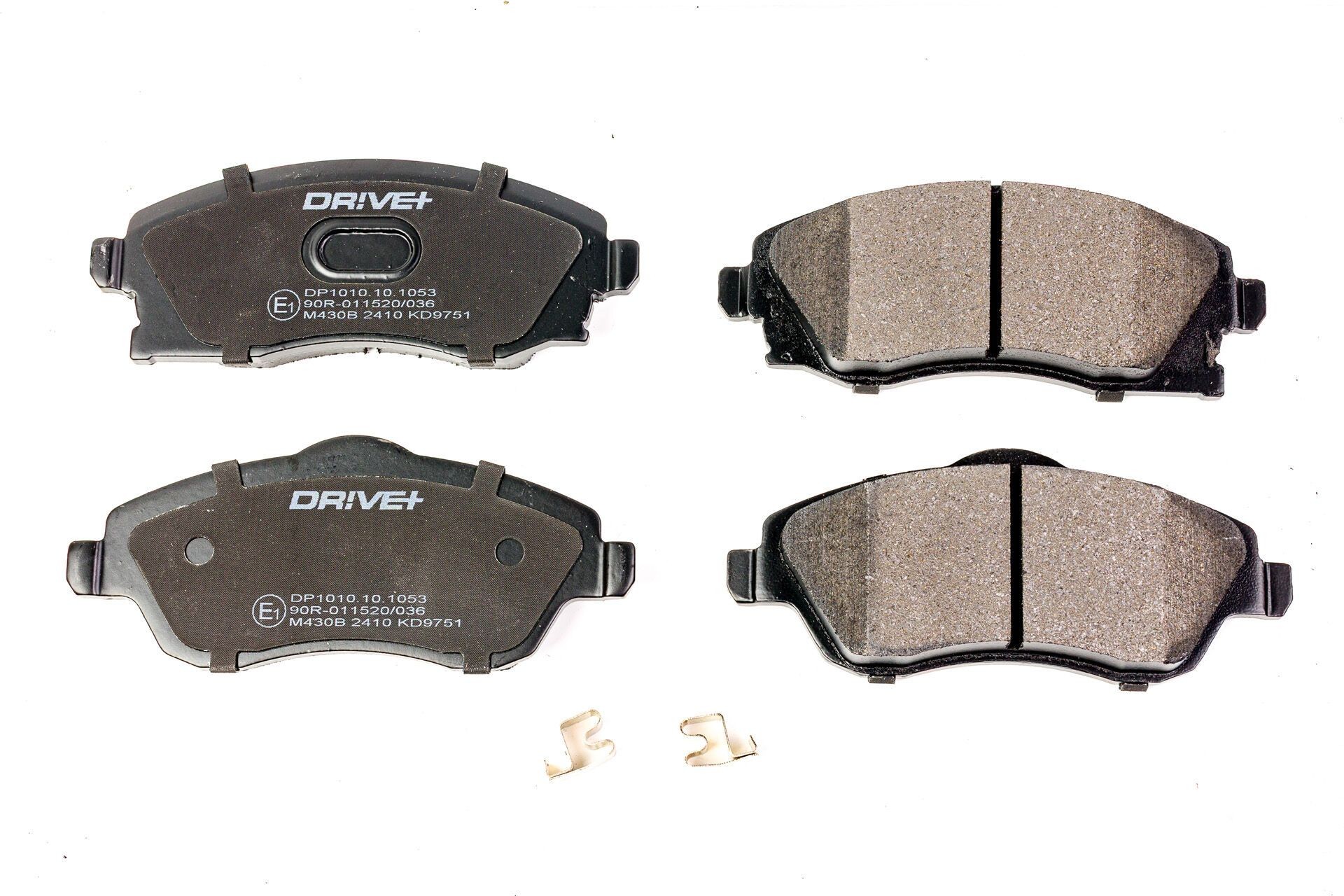 Dr!ve+ DP1010.10.1053: Bromsbelägg framaxel, med fjäder, med limfolie, med skruvar