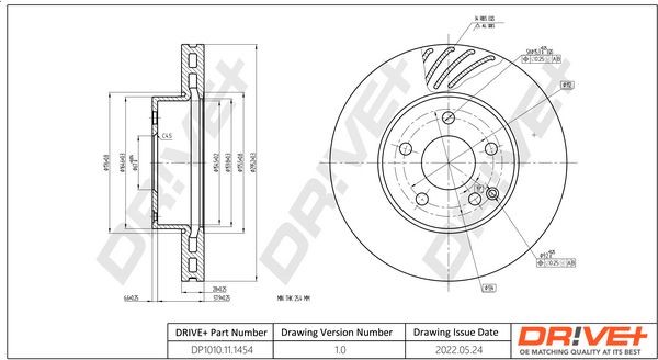 Dr!ve+ DP1010.11.1454: Piduriketas Esisild, Ø: 296mm, õhutusega, Ø: 296mm