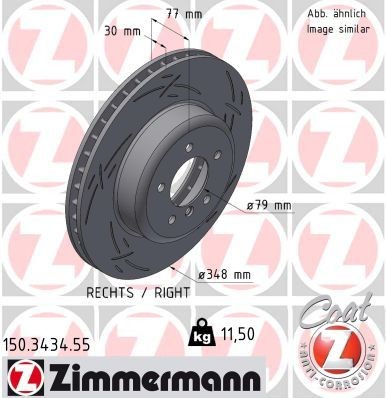 ZIMMERMANN 150.3434.55: Disc de frână Ř: 348mm, ventilat interior, canelat, Ř: 348mm, acoperit (cu un strat protector) BLACK Z