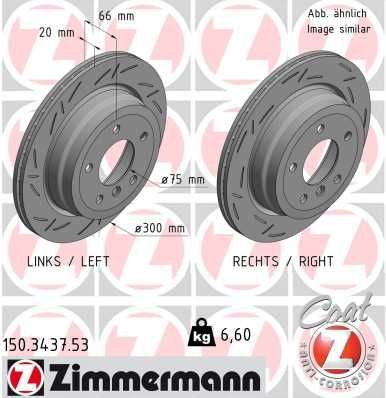 ZIMMERMANN 150.3437.53: Piduriketas Ø: 300mm, sisemine õhutus, piludega, Ø: 300mm, kaetud BLACK Z