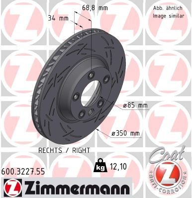 ZIMMERMANN 600.3227.55: Disco de freno Ø: 350mm, ventilación interna, ranurado, Ø: 350mm, revestido BLACK Z